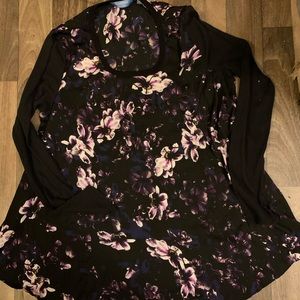 Vera wang women’s large silk shirt w cotton sleeve